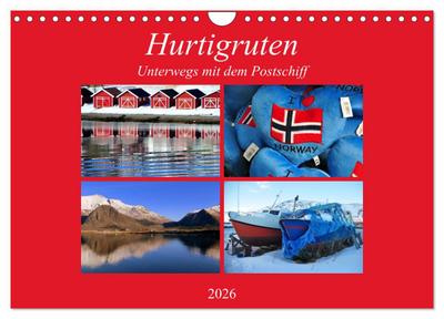 Hurtigruten - Unterwegs mit dem Postschiff (Wandkalender 2026 DIN A4 quer), CALVENDO Monatskalender