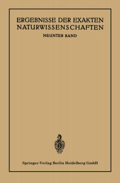 Ergebnisse der Exakten Naturwissenschaften