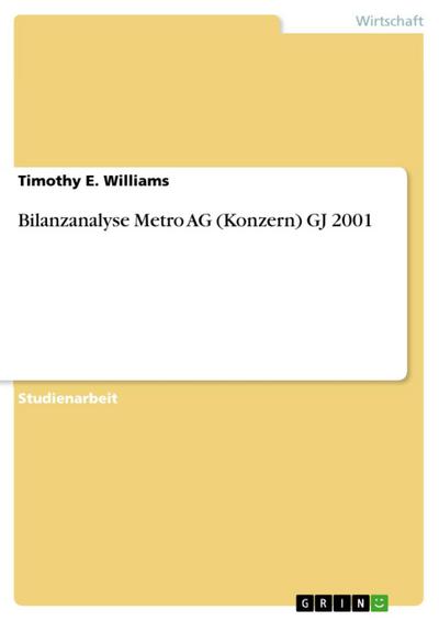 Bilanzanalyse Metro AG (Konzern) GJ 2001