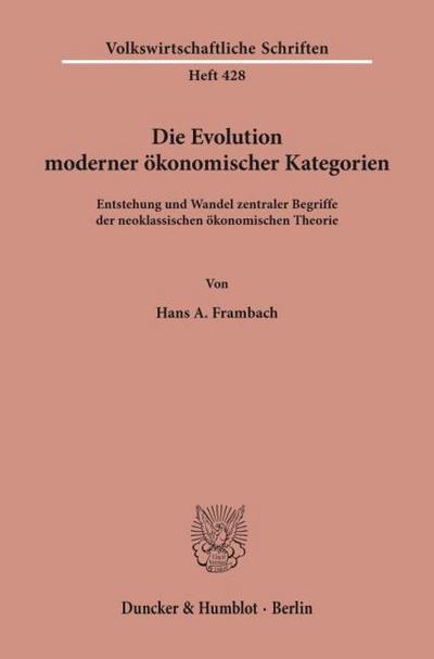Die Evolution moderner ökonomischer Kategorien.