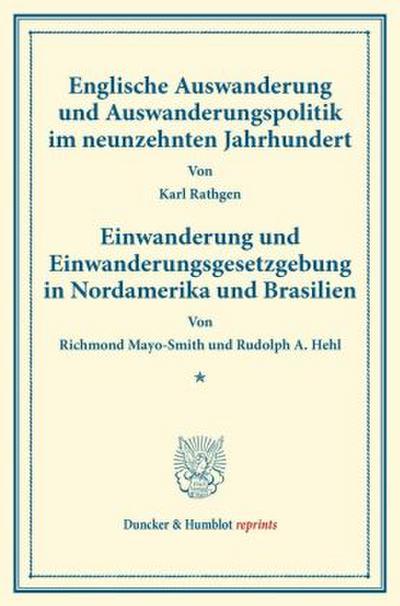 Englische Auswanderung und Auswanderungspolitik