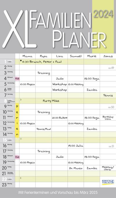 XL Familienplaner Pastell 2024