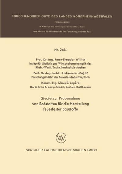 Studie zur Probenahme von Rohstoffen für die Herstellung feuerfester Baustoffe