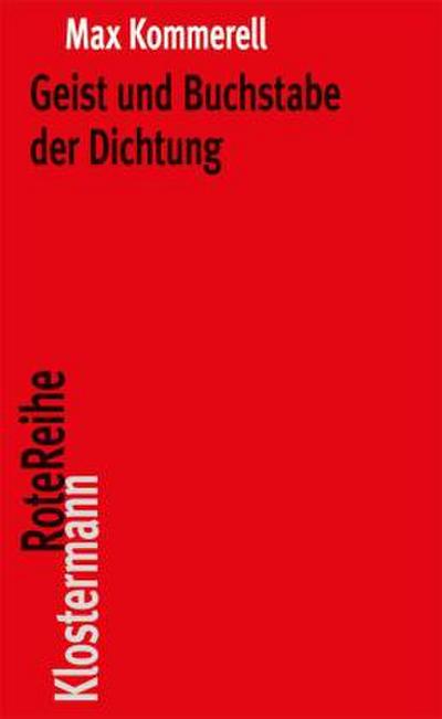 Geist und Buchstabe der Dichtung. Sonderausgabe
