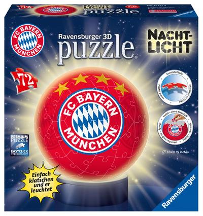 Nachtlicht FC Bayern München 3D Puzzle-Ball 72 Teile
