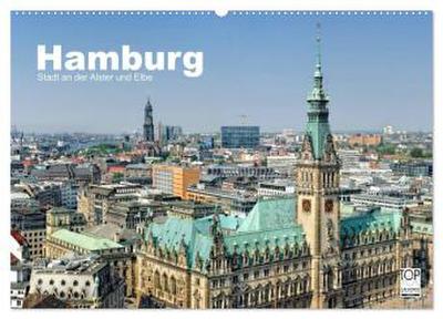 Hamburg Stadt an der Alster und Elbe (Wandkalender 2026 DIN A2 quer), CALVENDO Monatskalender