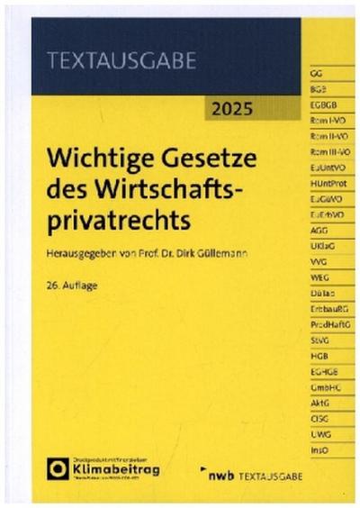 Wichtige Gesetze des Wirtschaftsprivatrechts