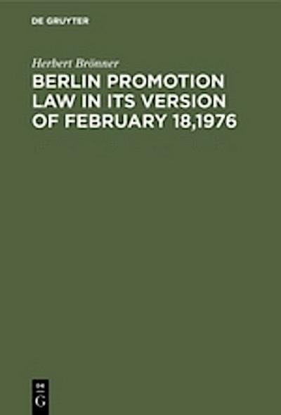 Berlin promotion law in its version of February 18,1976