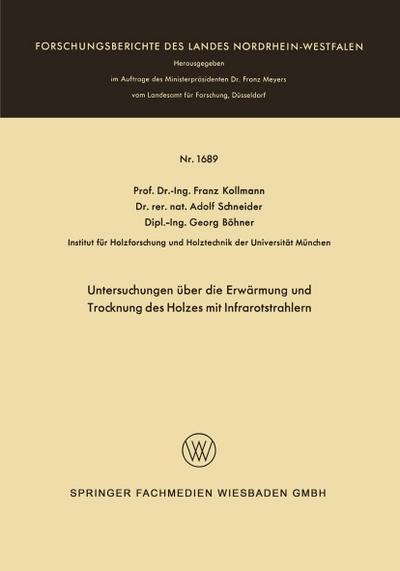 Untersuchungen über die Erwärmung und Trocknung des Holzes mit Infrarotstrahlern