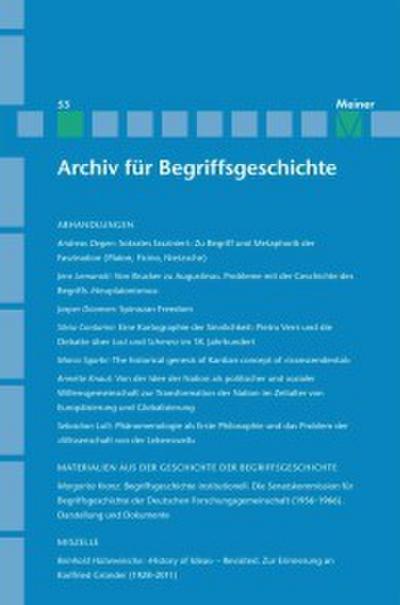 Archiv für Begriffsgeschichte / Archiv für Begriffsgeschichte. Band 53