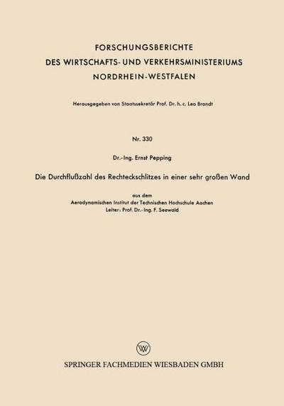 Die Durchflußzahl des Rechteckschlitzes in einer sehr großen Wand