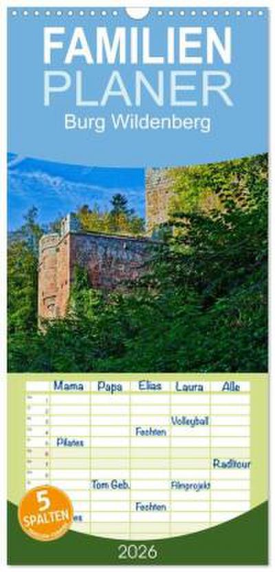 Familienplaner 2026 - Burg Wildenberg mit 5 Spalten (Wandkalender, 21 x 45 cm) CALVENDO