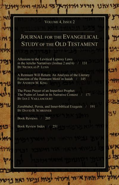 Journal for the Evangelical Study of the Old Testament, 4.2