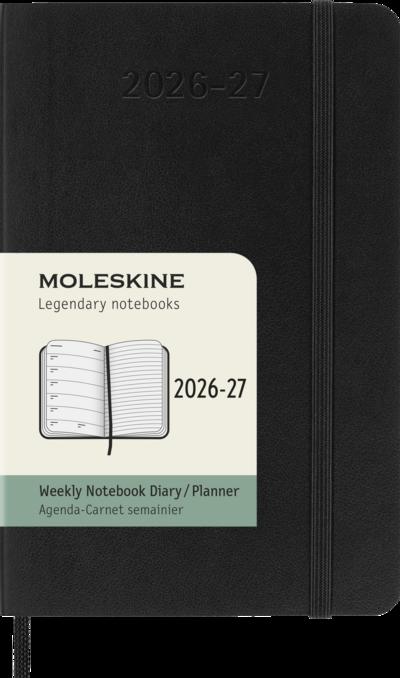Moleskine 18 Monate Wochenkalender 2026/2027, P/A6, 1 Wo = 1 Seite, Rechts Linierte Seite, Weicher Einband, Schwarz