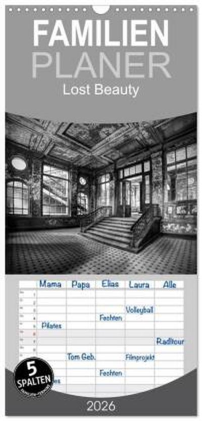 Familienplaner 2026 - Lost Beauty mit 5 Spalten (Wandkalender, 21 x 45 cm) CALVENDO