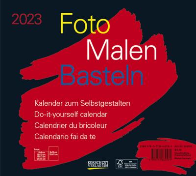 Foto-Malen-Basteln Bastelkalender quer schwarz 2023