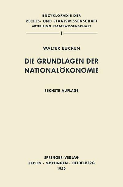 Die Grundlagen der Nationalökonomie