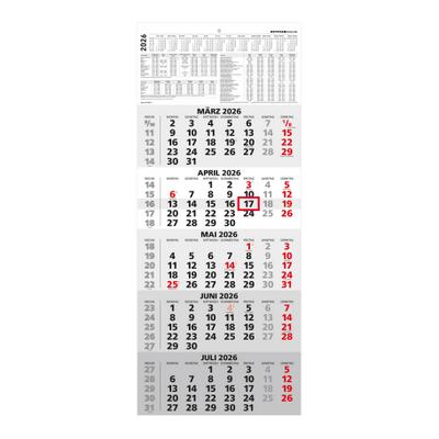 5-Monatskalender 2026 - Büro-Kalender 30x58 cm (geöffnet) - mit Datumsschieber - Zettler - 971-0011