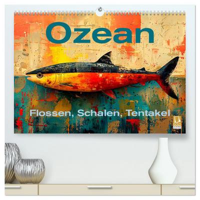 Ozean - Flossen, Schalen, Tentakel (hochwertiger Premium Wandkalender 2026 DIN A2 quer), Kunstdruck in Hochglanz