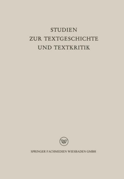 Studien zur Textgeschichte und Textkritik