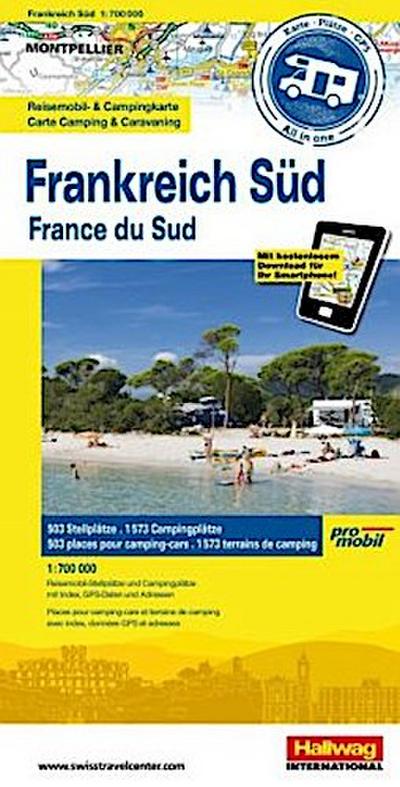 Promobil Reisemobil- & Campingkarte Frankreich Süd. Promobil Carte Camping & Caravaning France du Sud
