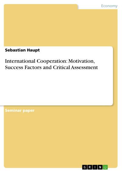 International Cooperation: Motivation, Success Factors and Critical Assessment