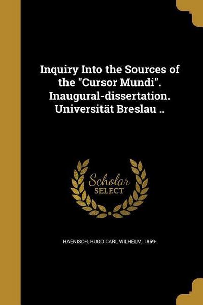 INQUIRY INTO THE SOURCES OF TH