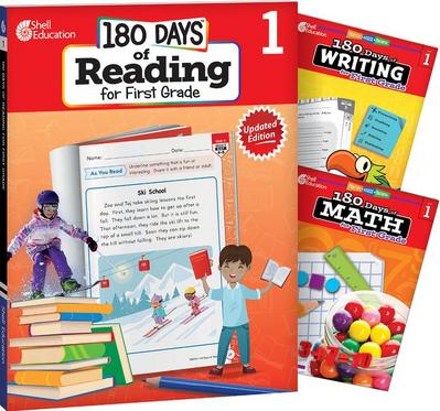 180 Days(tm) Reading, Writing and Math for Grade 1: 3-Book Set