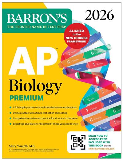 AP Biology Premium, 2026: Prep Book with 6 Practice Tests + Comprehensive Review + Online Practice