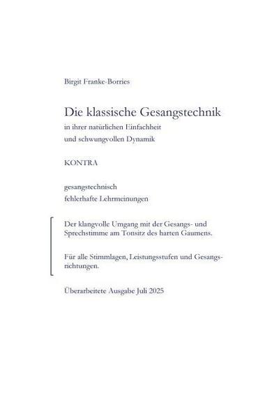 Die klassische Gesangstechnik in Ihrer natürlichen Einfachheit und schwungvollen Dynamik