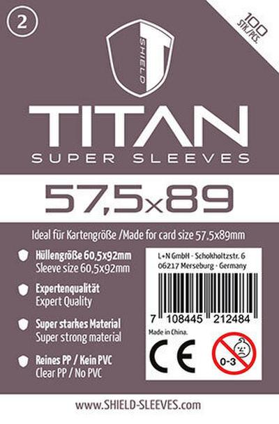 Shield Titan 2 - 100 Super Sleeves für Kartengröße 57,5 x 89