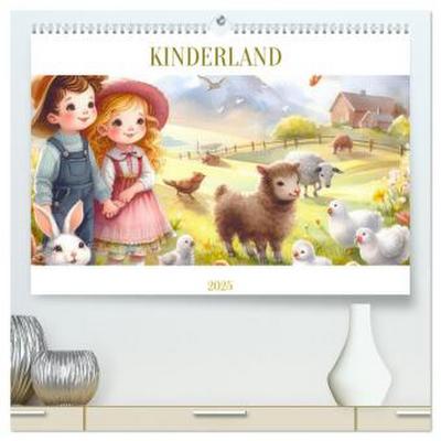 KINDERLAND (hochwertiger Premium Wandkalender 2025 DIN A2 quer), Kunstdruck in Hochglanz