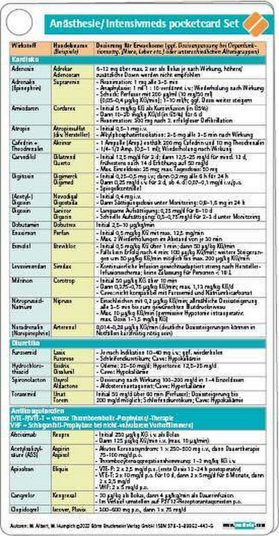 Anästhesie/Intensivmeds pocketcard Set