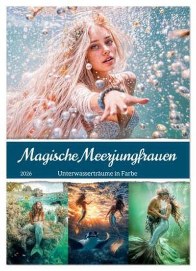 Magische Meerjungfrauen - Unterwasserträume in Farbe (Wandkalender 2026 DIN A4 hoch), CALVENDO Monatskalender