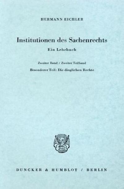 Institutionen des Sachenrechts.