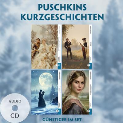 4 Puschkins Kurzgeschichten (4 Bücher + Audio-CDs) - Frank-Lesemethode - Kommentierte zweisprachige Ausgabe Russisch-Deutsch, m. 4 Audio-CD, m. 4 Audio, m. 4 Audio, 4 Teile