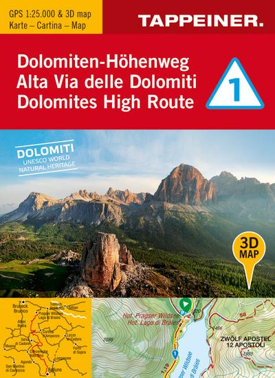 3D-Wanderkarte Dolomiten-Höhenweg 1