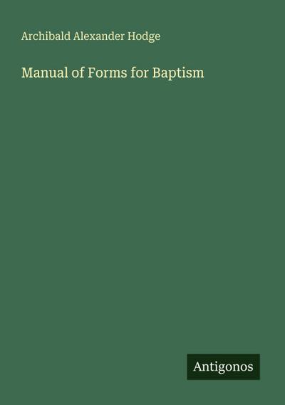 Manual of Forms for Baptism