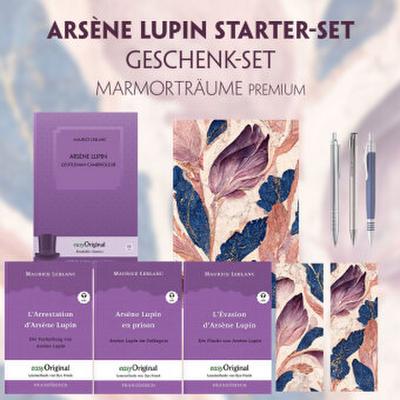 Arsène Lupin Starter-Paket Geschenkset - 4 Bücher (mit Audio-Online) + Marmorträume Schreibset Premium, m. 4 Beilage, m. 4 Buch