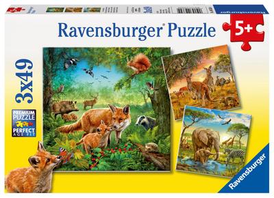 Tiere der Erde Puzzle 3 x 49 Teile