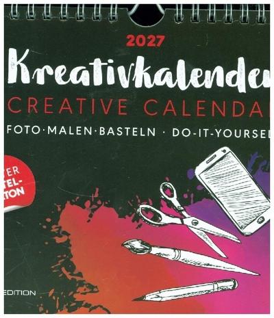 Kreativkalender Tischaufsteller quer schwarz 2027