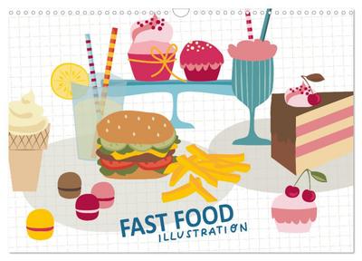 Fast Food Illustration (Wandkalender 2025 DIN A3 quer), CALVENDO Monatskalender
