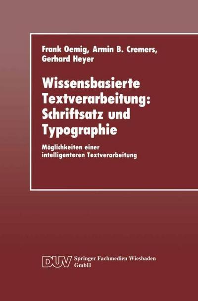 Wissensbasierte Textverarbeitung: Schriftsatz und Typographie