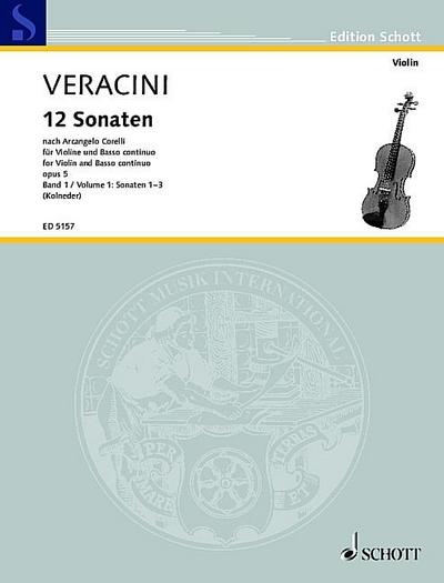 12 Sonaten nach Corellis op. 5 Band 1für Violine und Basso continuo (Klavier, Cembalo), Violoncello ad libi
