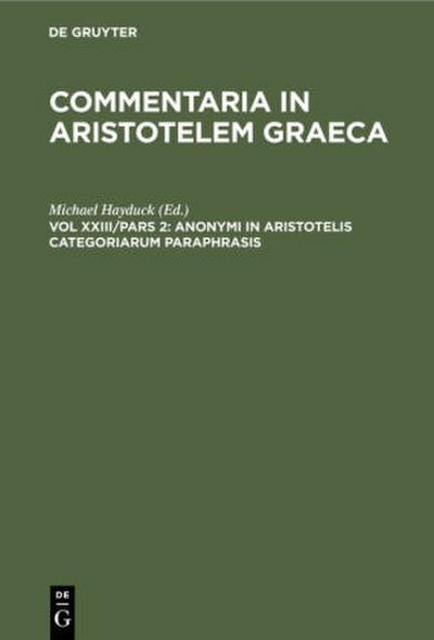 Anonymi in Aristotelis categoriarum paraphrasis