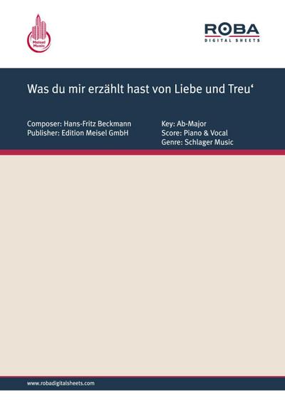 Was du mir erzählt hast von Liebe und Treu’