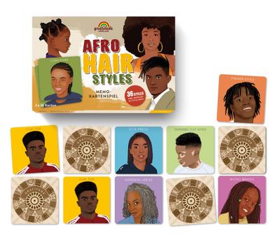 Afro Hair Styles. Memo-Kartenspiel mit 36 Styles incl. Booklet mit Style Infos
