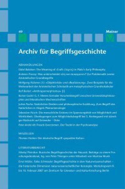 Archiv für Begriffsgeschichte / Archiv für Begriffsgeschichte. Band 49