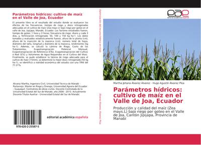 Parámetros hídricos: cultivo de maíz en el Valle de Joa, Ecuador
