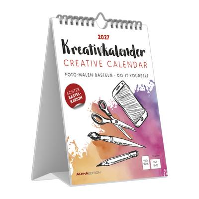 Kreativkalender Tischaufsteller hoch weiß 2027